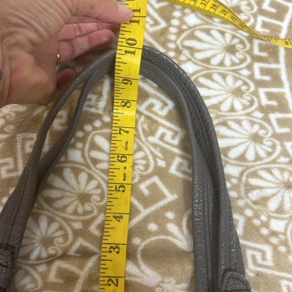 The Sak Grey 100% Leather Pebbled Double Handle Purse Handbag Some Pink Lining - Picture 15 of 16